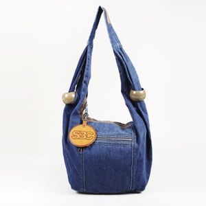 See by Chloe, denim bucket bag with large beads